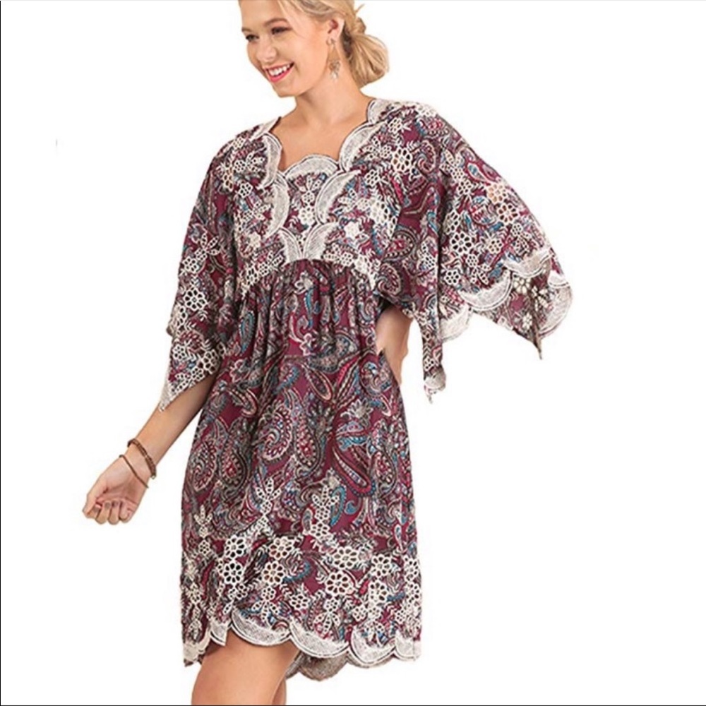 Umgee Paisley 3/4 sleeve top dress